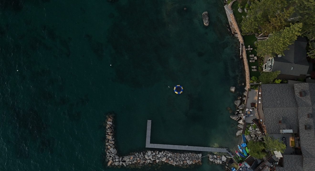 Waterfront dock and property aerial photography